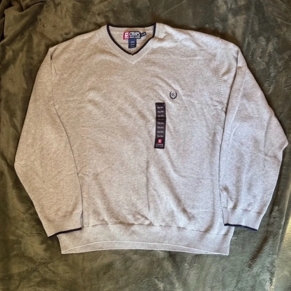 Ralph Lauren Gray V-Neck Men's Sweater Size XL 100% Cotton